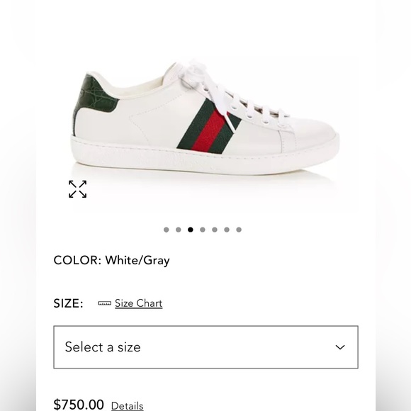 GUCCI WOMENS ACE LOWTOP SNEAKER- EU 37 1/2 - Picture 2 of 10